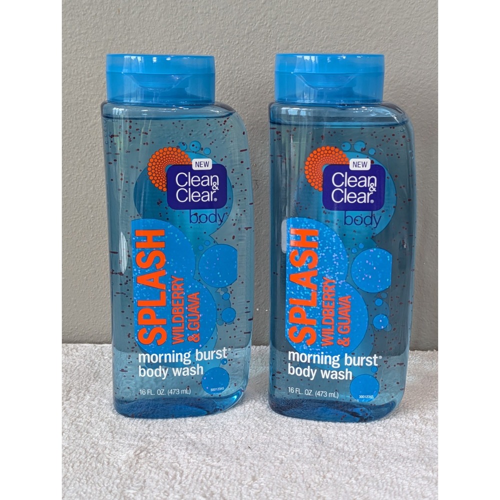2 Clean & Clear Splash Wildberry & Guava Morning Burst Body Wash 16oz New